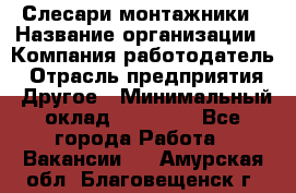 Слесари-монтажники › Название организации ­ Компания-работодатель › Отрасль предприятия ­ Другое › Минимальный оклад ­ 25 000 - Все города Работа » Вакансии   . Амурская обл.,Благовещенск г.